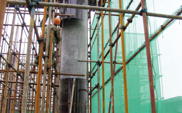 混凝土圆柱子模板之斜撑式外侧建筑圆柱子模具模板使用